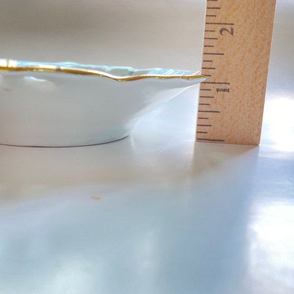 VTG Mitterteich Bavaria Germany Leaf Shape Hand Painted Bird /Floral Design Dish - Picture 15 of 17